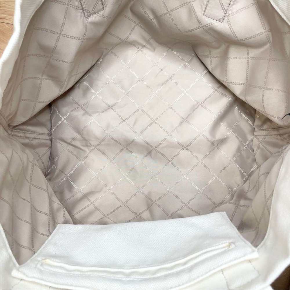 MICHAEL KORS LARGE EMBELLISHED LOGO CANVAS TOTE BAG - Picture 9 of 12